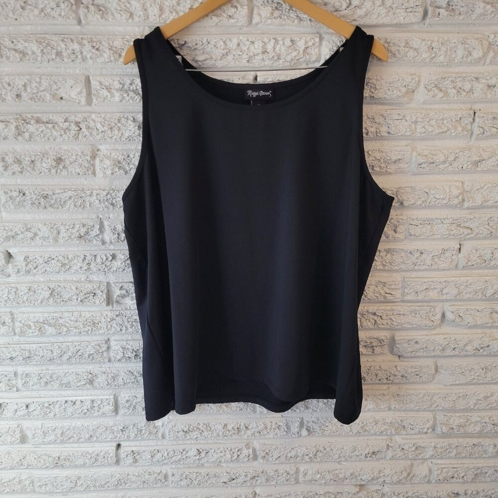 Maggie Barnes Plus Size 2X 22W 24W Black Tank Top Sleeveless Shell Round BLA54E